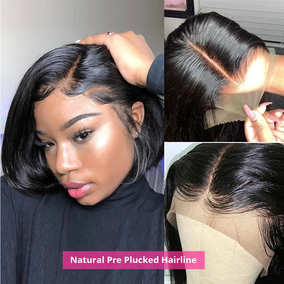 Glueless Wigs 13x4 Short Bob Wigs Bone Straight Lace Front Human Hair Wigs for Women Brazilian HD Transparent Lace Frontal Wigs Good Vibrations