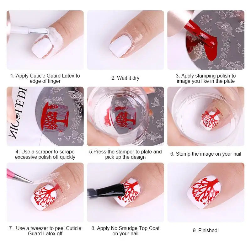 NICOLE DIARY Stamping Nail Polish Black White Gold Silver Nail Art Printing Varnish DIY Design for Stamping Plate Nails Painting Good Vibrations