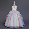 Kids Unicorn Girl Dresses Flower Appliques Princess Dresses Children Wedding Birthday Party Costume Evening Formal Gown Good Vibrations