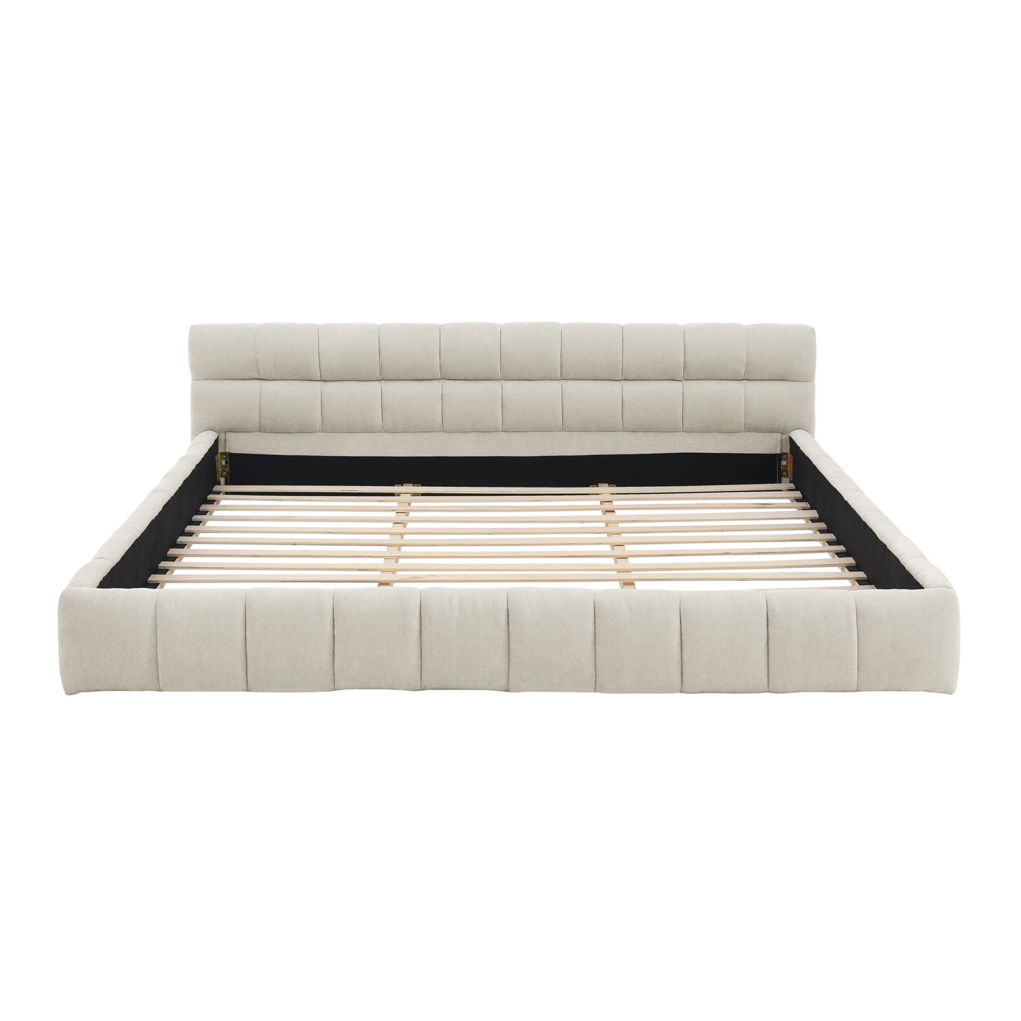 Modern Luxury King-Size Bed Frame Soft Chenille Fabric with Stylish Wooden Structure Up-Holstered Bedroom Furniture Good Vibrations