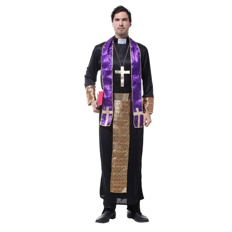 Halloween Costume Cosplay Jesus Christ Outfit Male Missionary Priest the Virgin Mary Priest Nun Bishop Costume Good Vibrations
