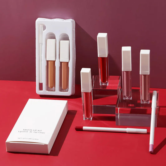 3 in 1makeup clear Lip Gloss Wholesale Custom Vegan Private Label Nude 2pcs Matte Liquid Lipstick and Lip Liner Set Good Vibrations