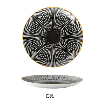 Tableware Ceramic Dinner Plate Set Dish 8/10 Inch Porcelain Cute Dessert Plate Dinnerware Geometric Western Food Steak Plate Good Vibrations