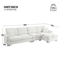 Modern Luxury 5-Seater L-Shaped Sectional Sofa Bed Oversized Chenille Indoor Furniture 2 Free Pillows for Living Room Apartment Good Vibrations