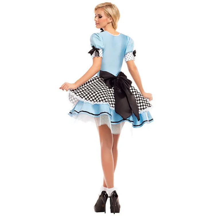 Women Adult Costume Cosplay Dress Fantasy Party Blue Sweet Lolita Maid Halloween Costumes Good Vibrations