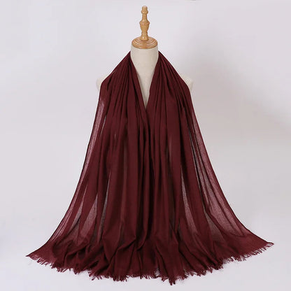 High Quality Viscose Cotton Hijab Shawls Plain Tassels Polyester Veils for Hijab Ladies Good Vibrations