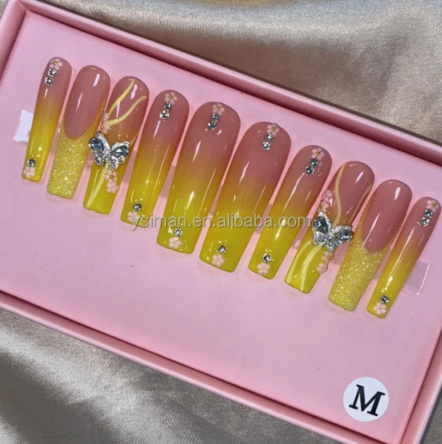 High Quality Multiply Designs 3D Handmade Customize Salon Press on Nails Acrylic Materials Set Good Vibrations