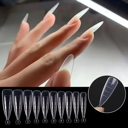100Pcs/box Full Cover Sculpted Nail Tips Fake Finger Nails Extension Tip Quick Building Mold False Tips For Manicuring Tool Set Good Vibrations