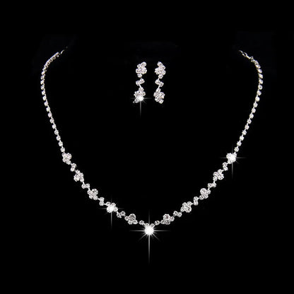 Fashion Crystal Bride Jewelry Set Rhinestone Silver-plated Wedding Dress Banquet Necklace Earring Set Ladies Gift Good Vibrations Adult Super Store