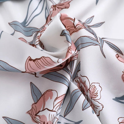 Women Satin Sexy Sets Ladies Nightgown Print Two-pieces Silk Sleepwear Robe+Nightdress Lounge Sets Pijama Good Vibrations