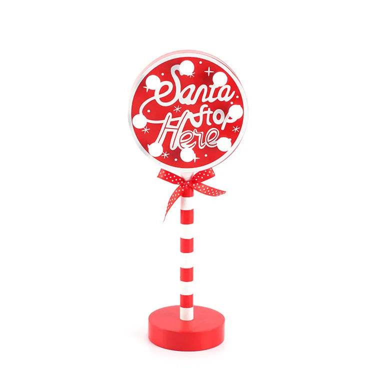 New Year Santa Claus Led Road Sign Light Tabletop Decoration for Home Christmas Ornaments Luce De Navidade Good Vibrations
