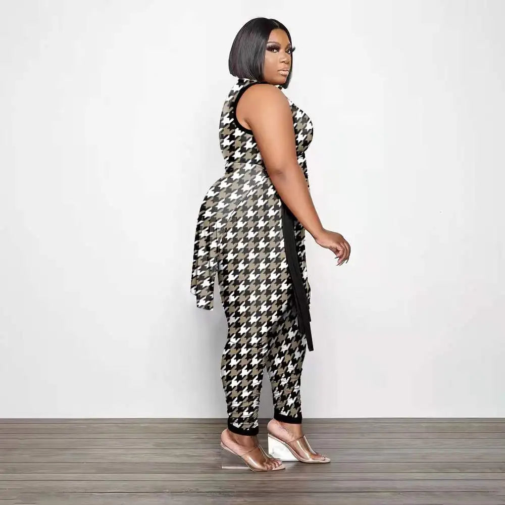 Two Piece Set African New Dashiki Fashion Sleeveless Suit Top and Pant Suits Party for Women Outfits 2022 Spring Summer Matching Good Vibrations