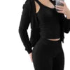 Custom High Waisted Tracksuit Casual Solid 3pc Women Set Jogger Skiny Long Sleeve 3 Piece Suit Fall Clothing for Women Ladies Good Vibrations