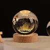 Gift Custom 3d Art 6cm Crystal Ball Night Lamp Luminous USB Wood Base Glowing Decoration Solar System Led Night Lights Good Vibrations