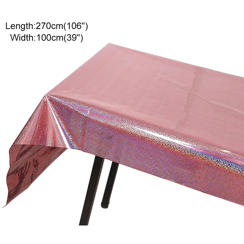 Disposable Party Glitter Table Cloth Birthday Rectangular Tablecloth Wedding Birthday Table Cloth Rectangular PVC Waterproof Good Vibrations