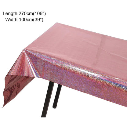 Disposable Party Glitter Table Cloth Birthday Rectangular Tablecloth Wedding Birthday Table Cloth Rectangular PVC Waterproof Good Vibrations