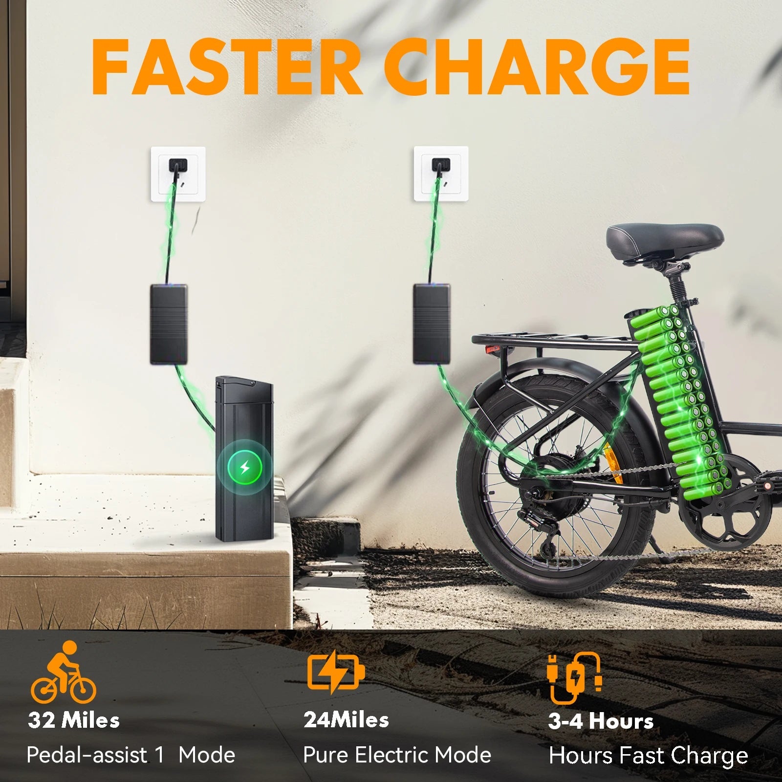 20-inch Electric Bike with Fat Tires Outdoor Use Portable Design Long Battery Life Non-Suspension Front Fork Electric City Bike Good Vibrations
