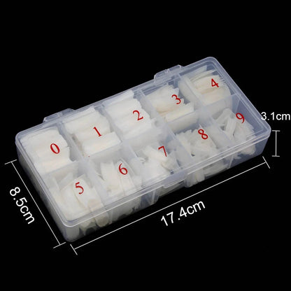 Nail Capsules 500pcs/Box Artificial Nail Tips Full Cover Nails Tips Acrylic Transparent Nail Capsules French Manicure False Nail Good Vibrations