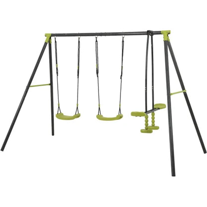 Outdoor Metal Plastic Indoor Playground with Three Swings for Daycare Trampoline Park Kindergarten School Garden Home Playhouse Good Vibrations