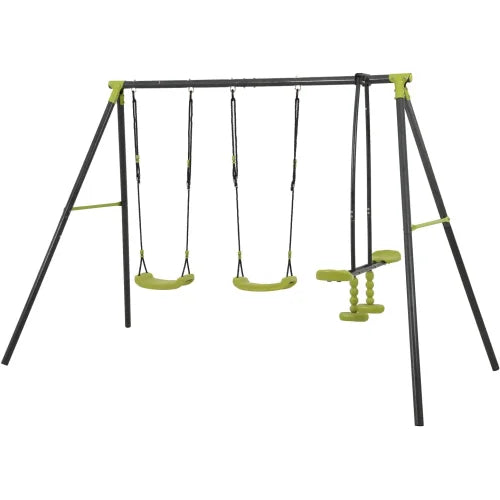 Outdoor Metal Plastic Indoor Playground with Three Swings for Daycare Trampoline Park Kindergarten School Garden Home Playhouse Good Vibrations
