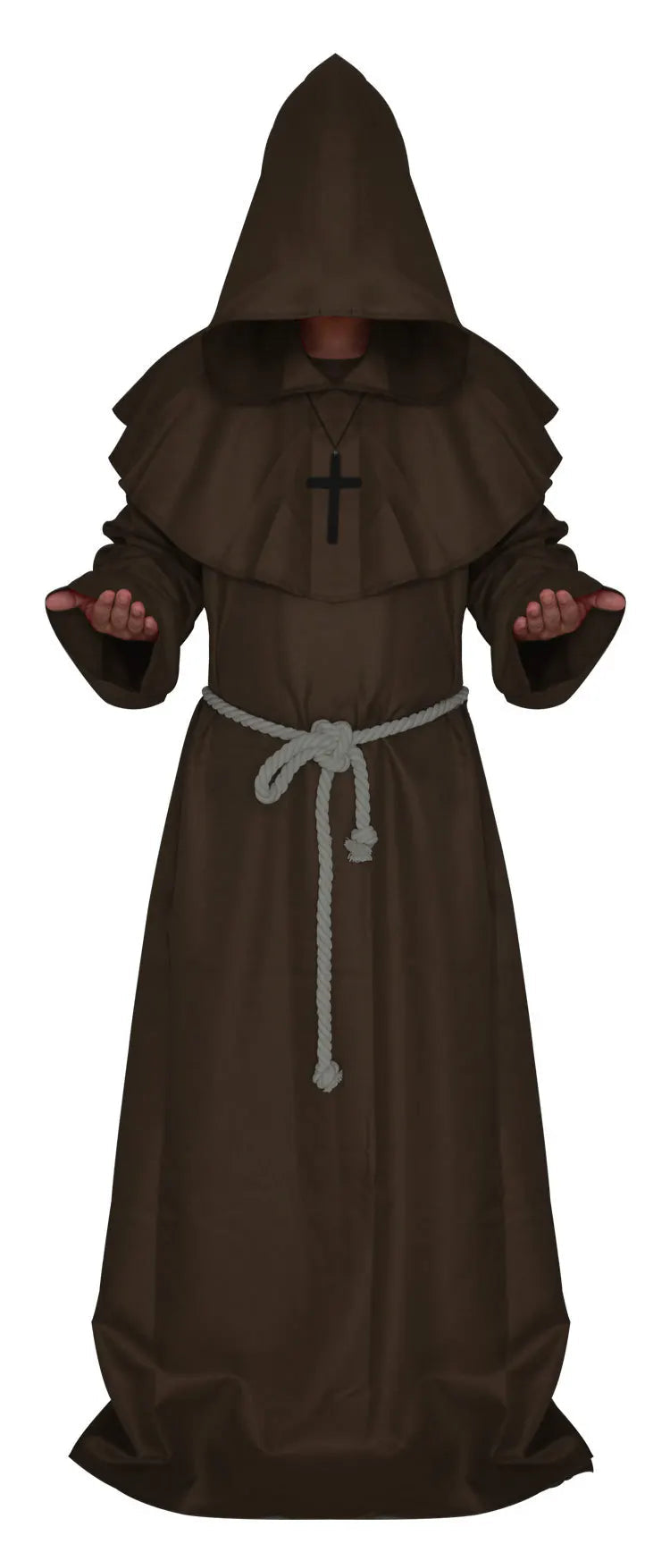 Medieval Monk Halloween Costumes Comic Con Party Cosplay Costume Hooded Robes Cloak Cape Friar Renaissance Priest for Men Good Vibrations