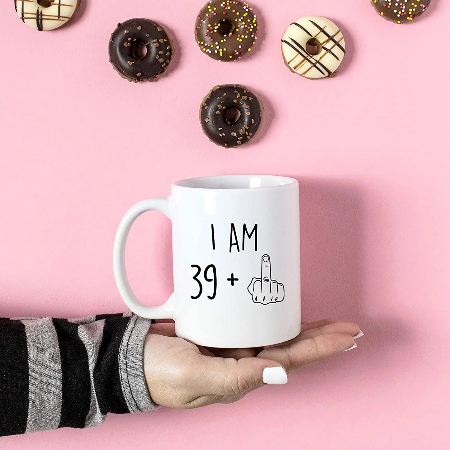 40th Birthday Gift for Men Women I Am 39 Plus Middle Finger Funny Gag Gift Ideas Coffee Mug Tea Cup for Him Her Good Vibrations