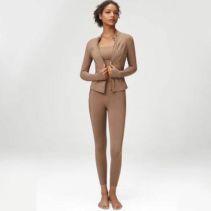 Athletic Exercise Sport Women Set Stretchy Plus Size Workout Sets Anti-static 3 Piece Women Fitness Suits Good Vibrations