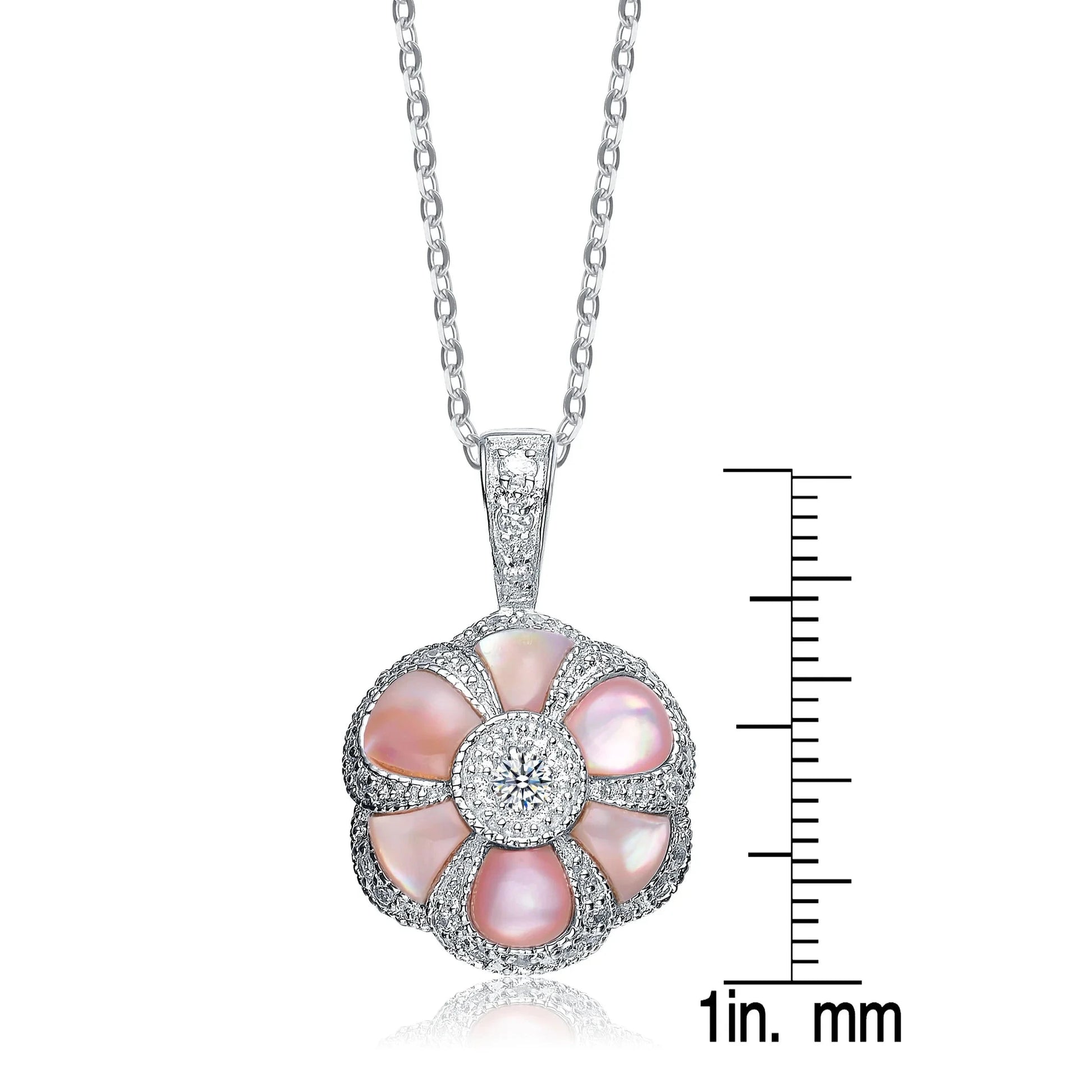 TD Collette Z Sterling Silver Fine Pendant Necklace with Intricate White Cubic Zirconia Stone Good Vibrations