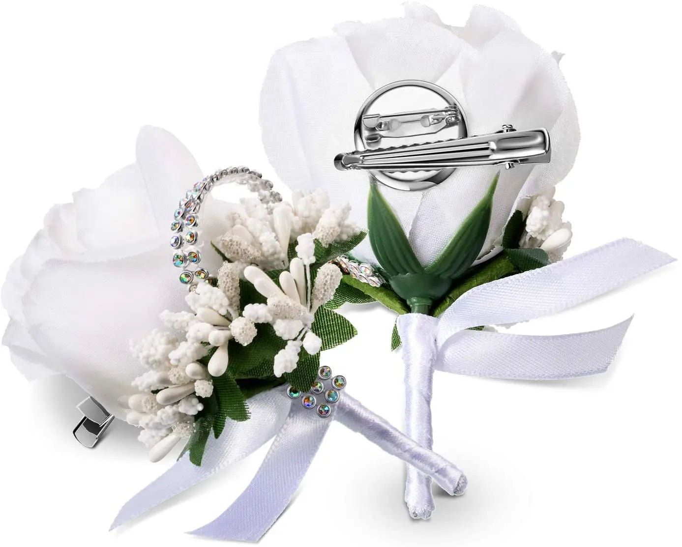 YO CHO Wedding Bouquet Artificial Rose Flowers Blue Brooch Corsages Glitter Rhinestone Ribbon Lace Classic Prom Boutonniere Pins Good Vibrations