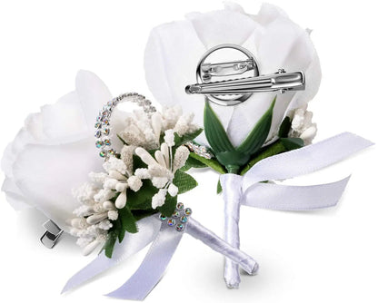 YO CHO Wedding Bouquet Artificial Rose Flowers Blue Brooch Corsages Glitter Rhinestone Ribbon Lace Classic Prom Boutonniere Pins Good Vibrations