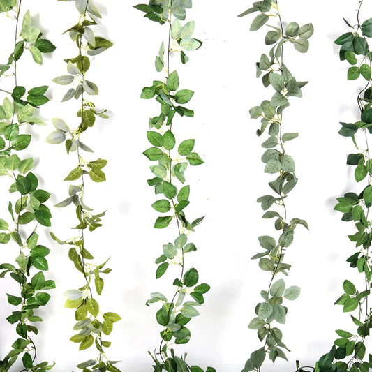 Wedding Decoration Artificial Fake Leaves Vines Eucalyptus Garlands Wall Hanging Plant Ivy Birthday Party Wedding Table Decor Good Vibrations