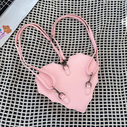 Unique Style Heart Shape PU Leather Backpack for Girls Personality Spider Web Shoulder Bag Purse Backpack Good Vibrations