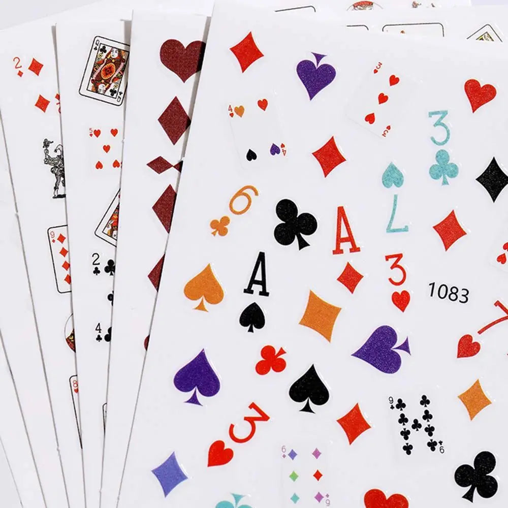 Waterproof Adhesive Decals Interesting Manicure Poker Nail Art Sticker Playing Cards Design DIY Nail Decoration Good Vibrations
