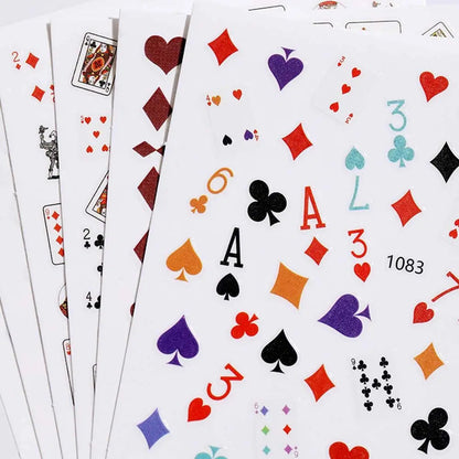 Waterproof Adhesive Decals Interesting Manicure Poker Nail Art Sticker Playing Cards Design DIY Nail Decoration Good Vibrations