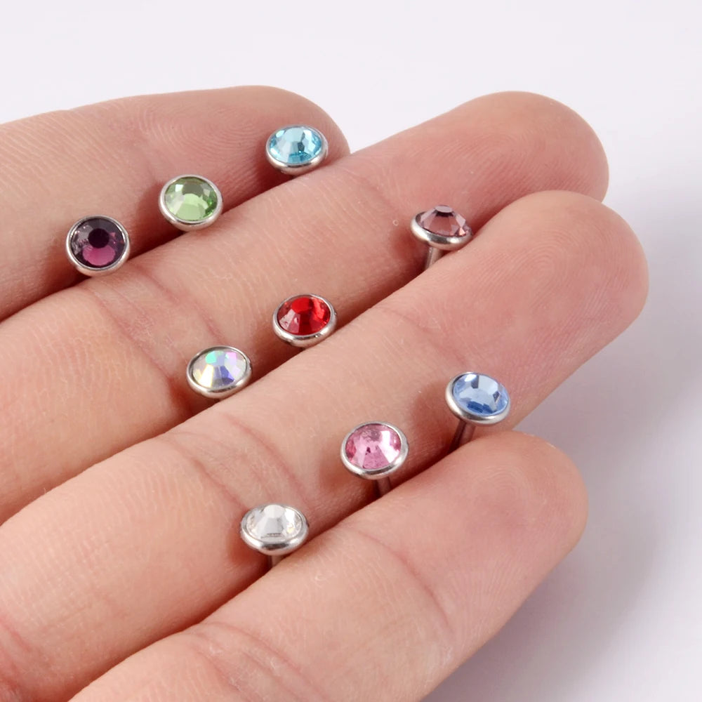 1PC Anti-Allergy Surgical Steel Tongue Rings Women Flat Zircon Piercing Tongue Barbells Piercing Body Jewelry 14g Good Vibrations