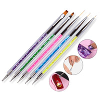5pcs 2 Way Nail Art Brush Liner Gel Nail Art Painting Pens Polish Dotting Manicure Brushes Set Beauty Tool Good Vibrations