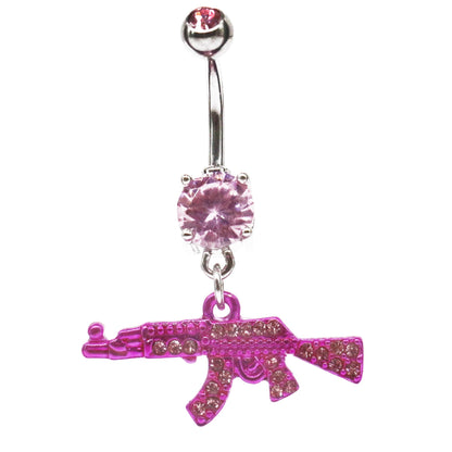 Belly Button rings Gun Dangle navel Ring clear Gem belly button Ring Body piercing Jewelry belly piercing for women Good Vibrations Adult Super Store