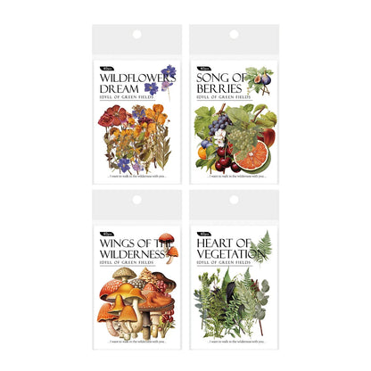 40 Sheets/pack PET Sticker Pack Green Wilderness Pastoral Series Alien Plant Theme Material Decoration Good Vibrations