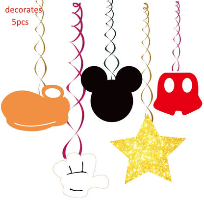 Mickey Mouse Theme Disposable Tableware Cups Plate Baby Children Birthday Party Supplies Boy Family Good Friend Party Decoration Good Vibrations