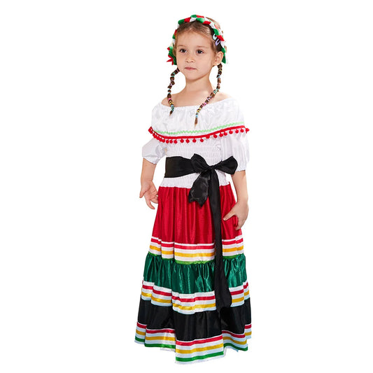 Wholesale Cinco De Mayo Halloween Costume Carnival Girls Dress Spanish Brazil Dance Costume TRAD-003 Good Vibrations