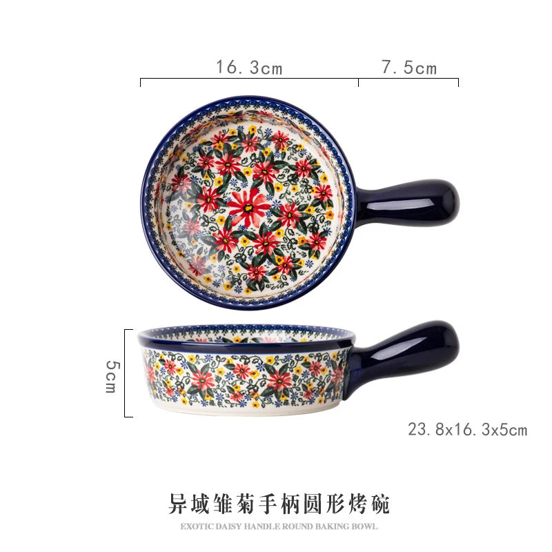 LingAo     Ceramic noodle bowl, double-ear bowl, plate tableware set Good Vibrations