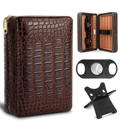 In-Stock Travel Cigar Case - Personalized Wood Pu Leather Humidor for Cigar Storage Accessories Quick Delivery Good Vibrations