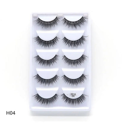 5 Pairs Multipack 3D Soft Mink Hair False Eyelashes Handmade Wispy Fluffy Long Lashes Natural Eye Makeup Tools Faux H13 E08 E01 Good Vibrations