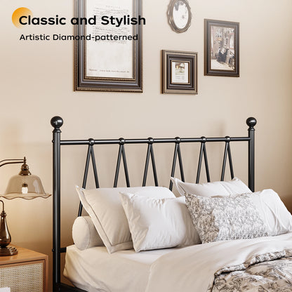 Single Size Bed Frame Heavy-Duty Platform with Metal Slats Support No Box Spring Needed/Easy Assembly Matte Black Good Vibrations