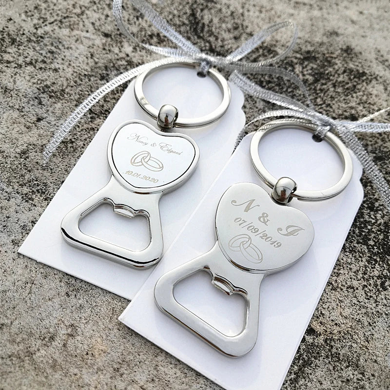 Customized Wedding Gifts For Guests Heart Bottle Wine Opener / Keychain Wedding Favor Birthday Party Souvenir Personalized Good Vibrations