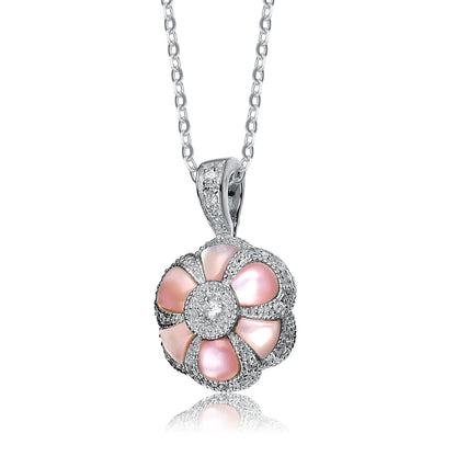 TD Collette Z Sterling Silver Fine Pendant Necklace with Intricate White Cubic Zirconia Stone Good Vibrations