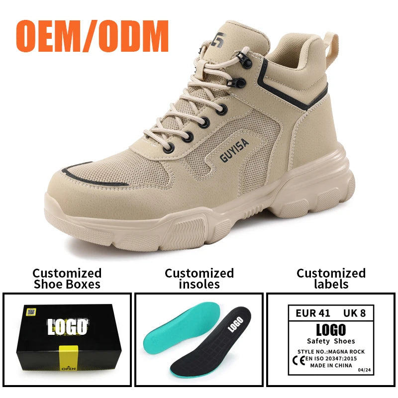 GUYISA Brand Lightweight Safety Shoes Outdoor Sports European Standard Steel Toe Safety Shoes Good Vibrations