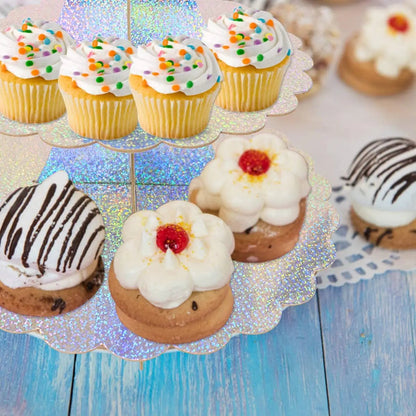 3-Tier Cardboard Cupcake Cake Stand Cupcake Holder for Birthday Party Wedding Baby Shower Christmas Parties Display Dessert Good Vibrations