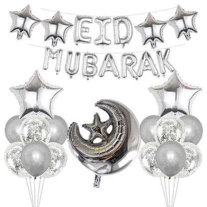 Eid Mubarak Balloons 2024 Ramadan Decorations for Home Moon Star Foil Balloon Muslim Aid Moubarak Kareem Festival Party Supplies Good Vibrations