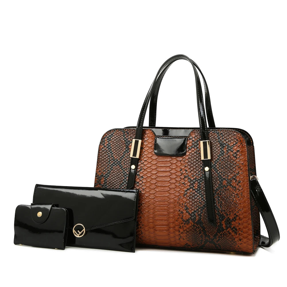 Pu Leather Hot Selling Purse Tote Bag Shoulder Bag 3 Pieces One Set Fashion Large Capacity Shoulder Bag Good Vibrations